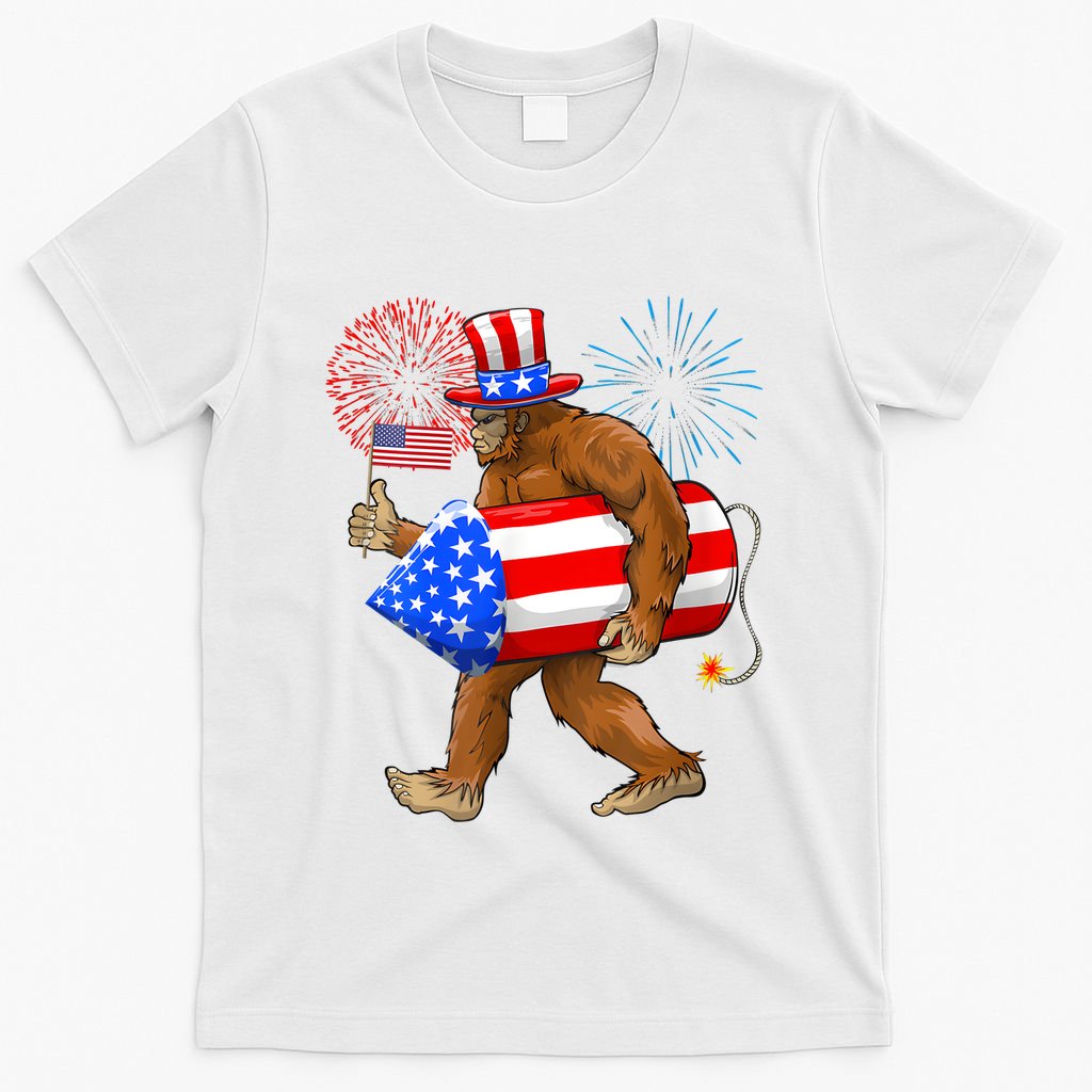 4th Of July Bigfoot American Flag Fireworks Sasquatch T-Shirt