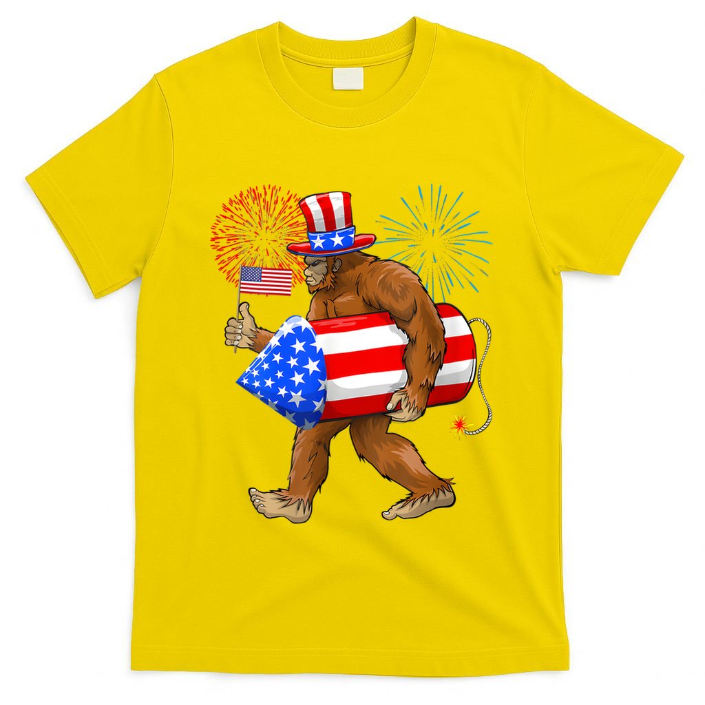 4th Of July Bigfoot American Flag Fireworks Sasquatch T-Shirt