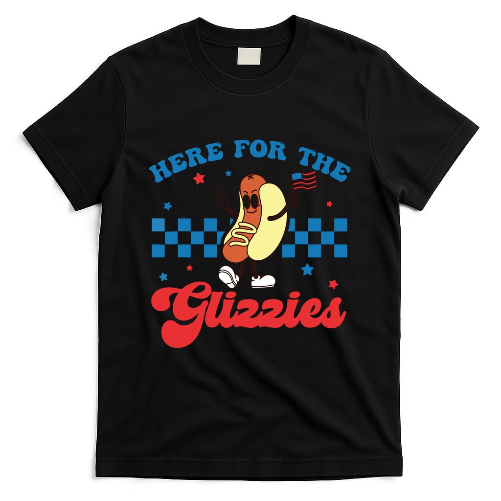 4th Of July Here For The Glizzies Funny Hot Dog Humor T-Shirt