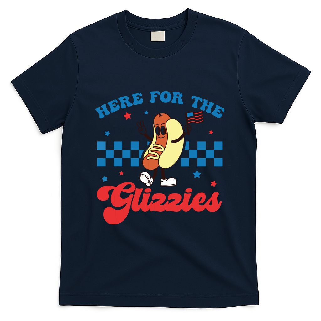 4th Of July Here For The Glizzies Funny Hot Dog Humor T-Shirt