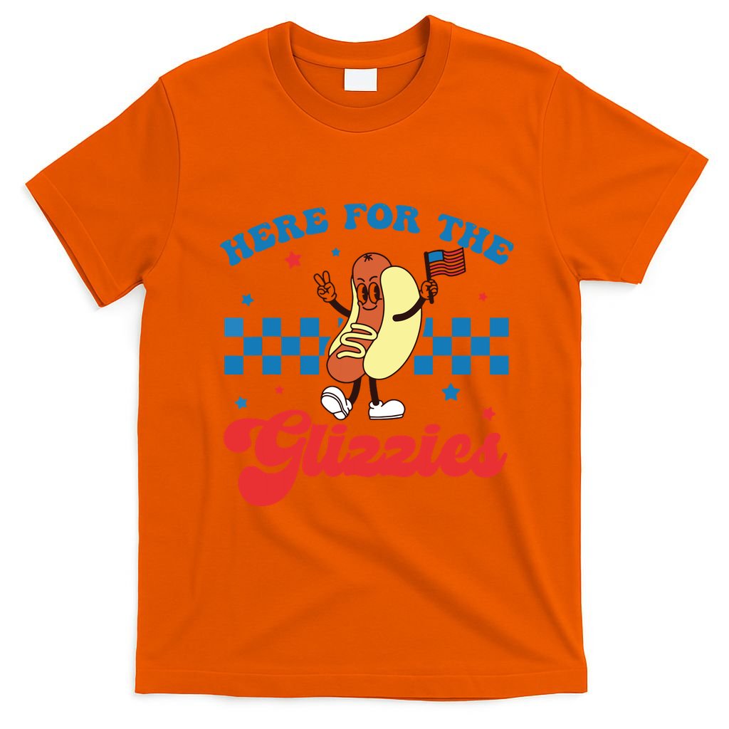 4th Of July Here For The Glizzies Funny Hot Dog Humor T-Shirt