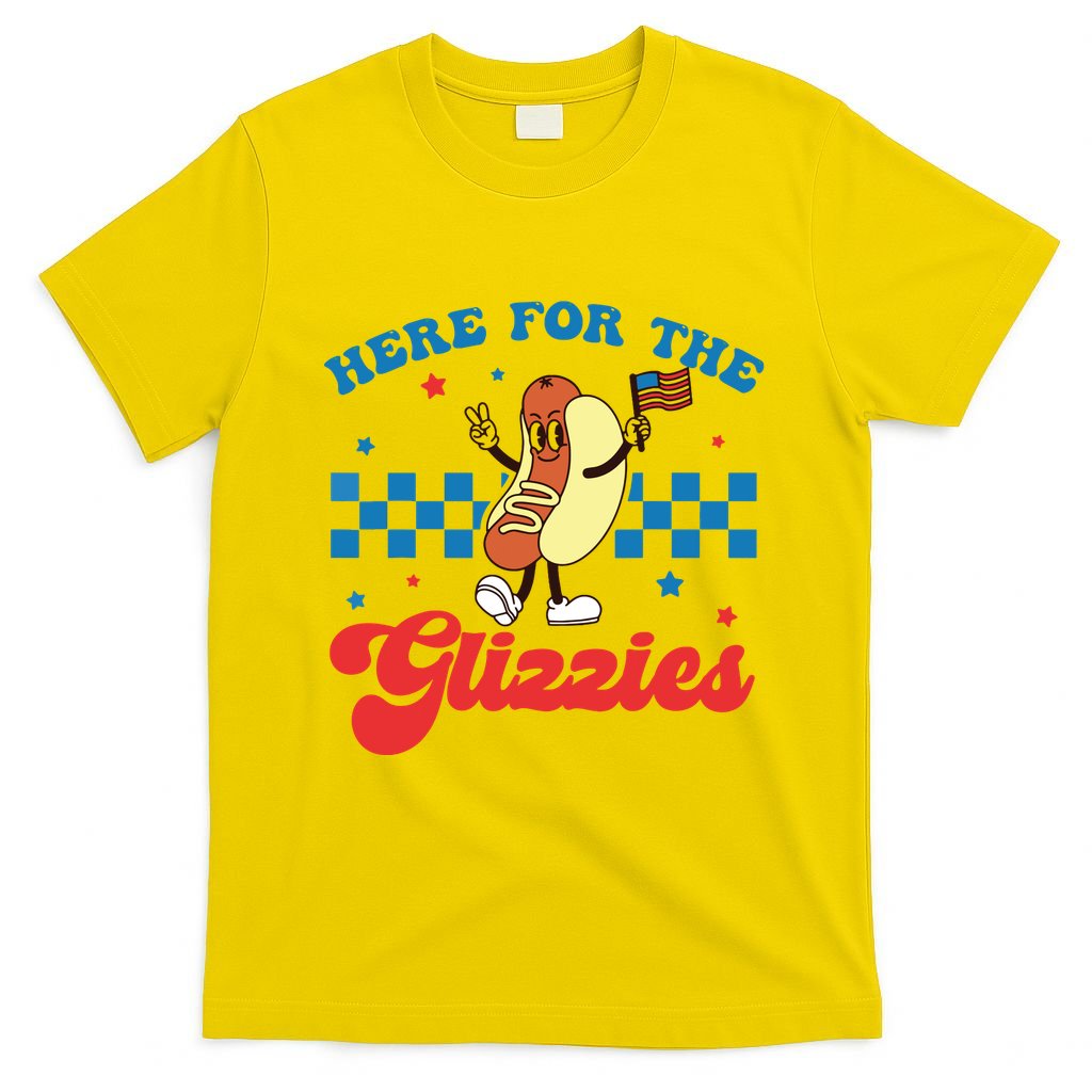 4th Of July Here For The Glizzies Funny Hot Dog Humor T-Shirt