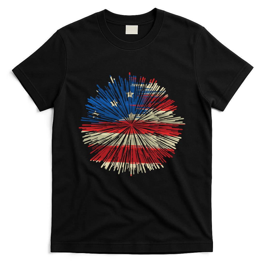 4th Of July Fireworks American Flag Design For Patriotic Celebration T-Shirt