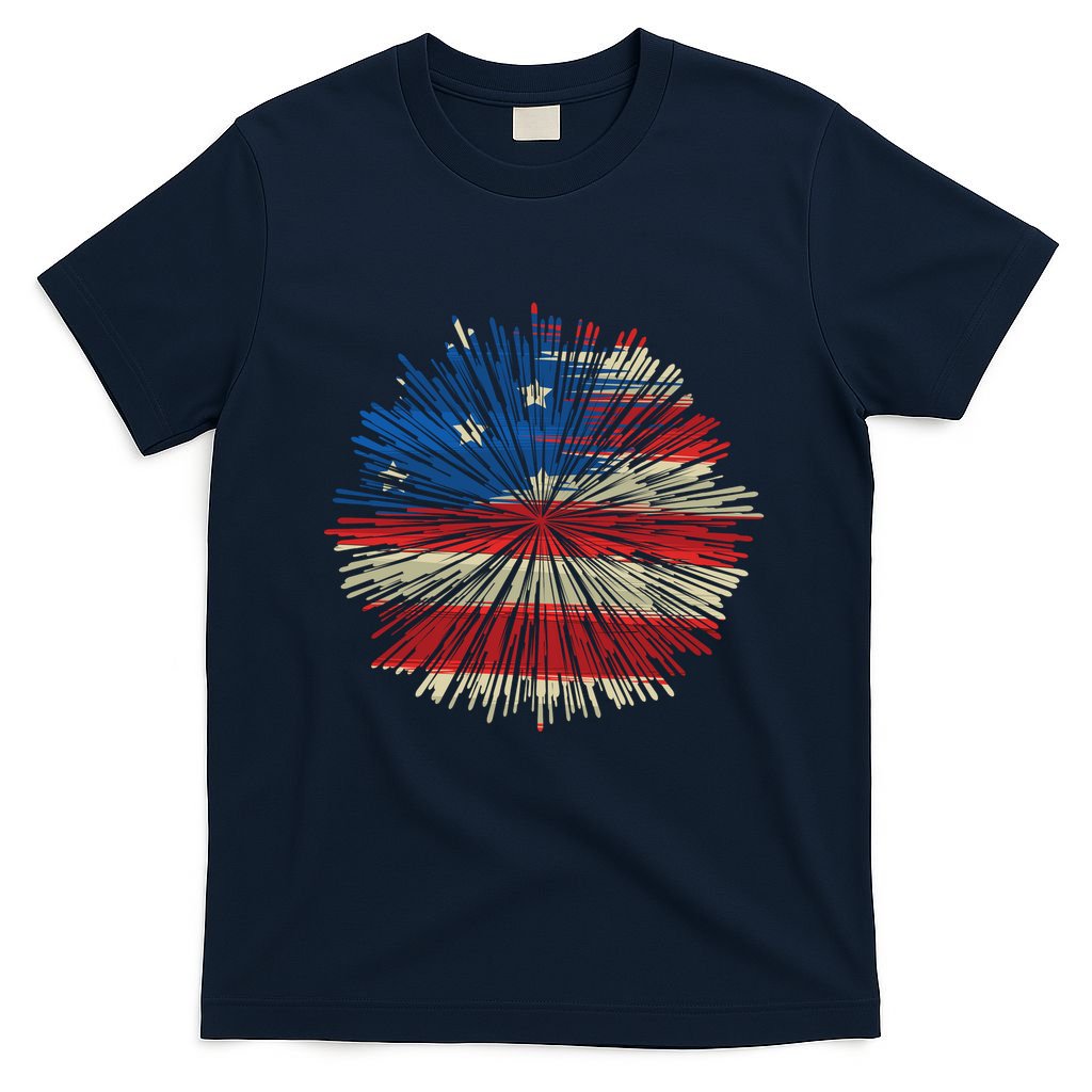 4th Of July Fireworks American Flag Design For Patriotic Celebration T-Shirt