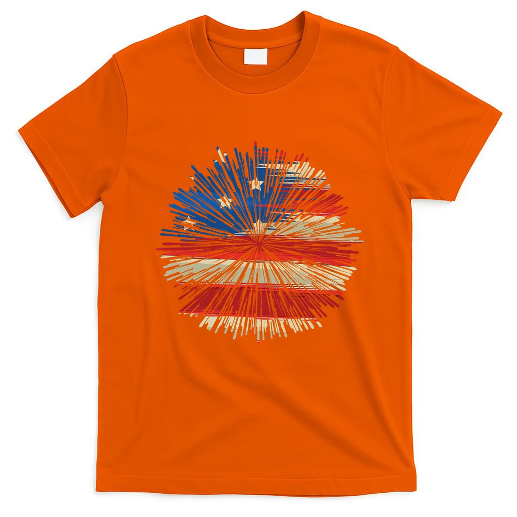 4th Of July Fireworks American Flag Design For Patriotic Celebration T-Shirt