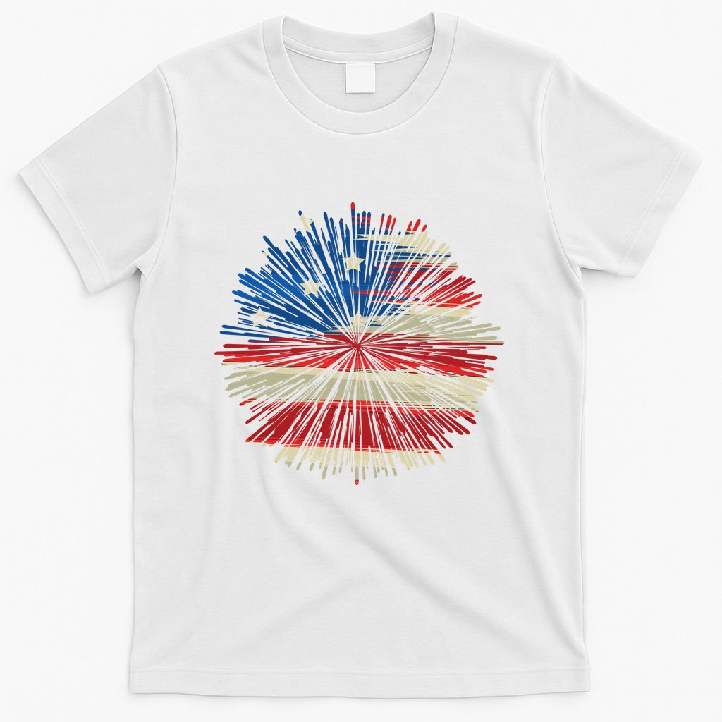 4th Of July Fireworks American Flag Design For Patriotic Celebration T-Shirt