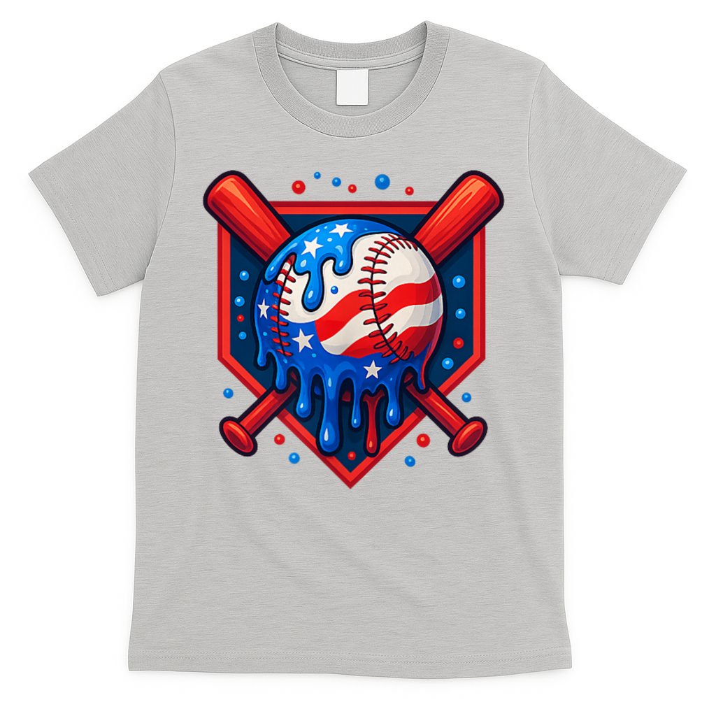 4th Of July Baseball  - USA Flag Ice Cream Drip  - Patriotic Summer Gift T-Shirt