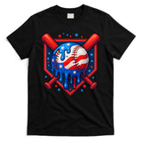 4th Of July Baseball  - USA Flag Ice Cream Drip  - Patriotic Summer Gift T-Shirt