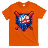 4th Of July Baseball  - USA Flag Ice Cream Drip  - Patriotic Summer Gift T-Shirt
