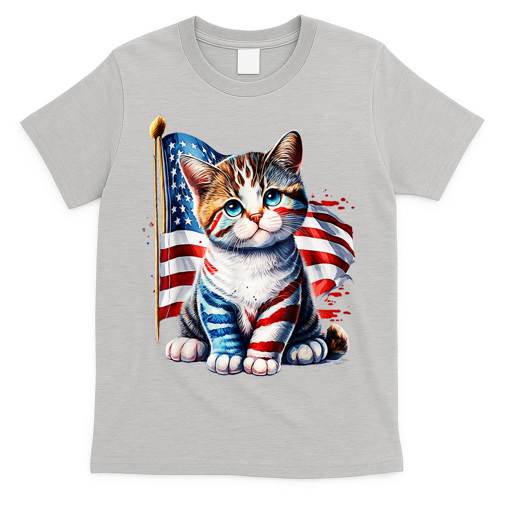 4th Of July Cat Mom American Flag Cat Lover Gift T-Shirt