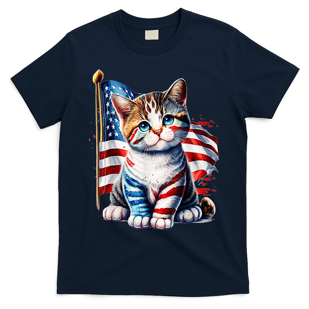 4th Of July Cat Mom American Flag Cat Lover Gift T-Shirt