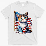 4th Of July Cat Mom American Flag Cat Lover Gift T-Shirt