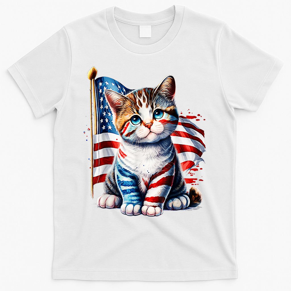 4th Of July Cat Mom American Flag Cat Lover Gift T-Shirt