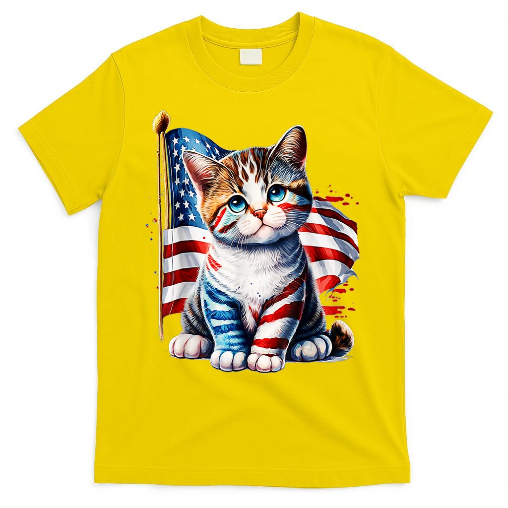 4th Of July Cat Mom American Flag Cat Lover Gift T-Shirt