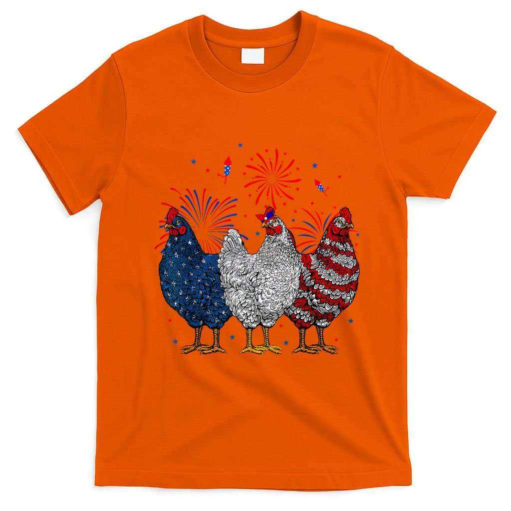 4th Of July Chicken Usa Flag Patriotic Chicken Lover Gift T-Shirt