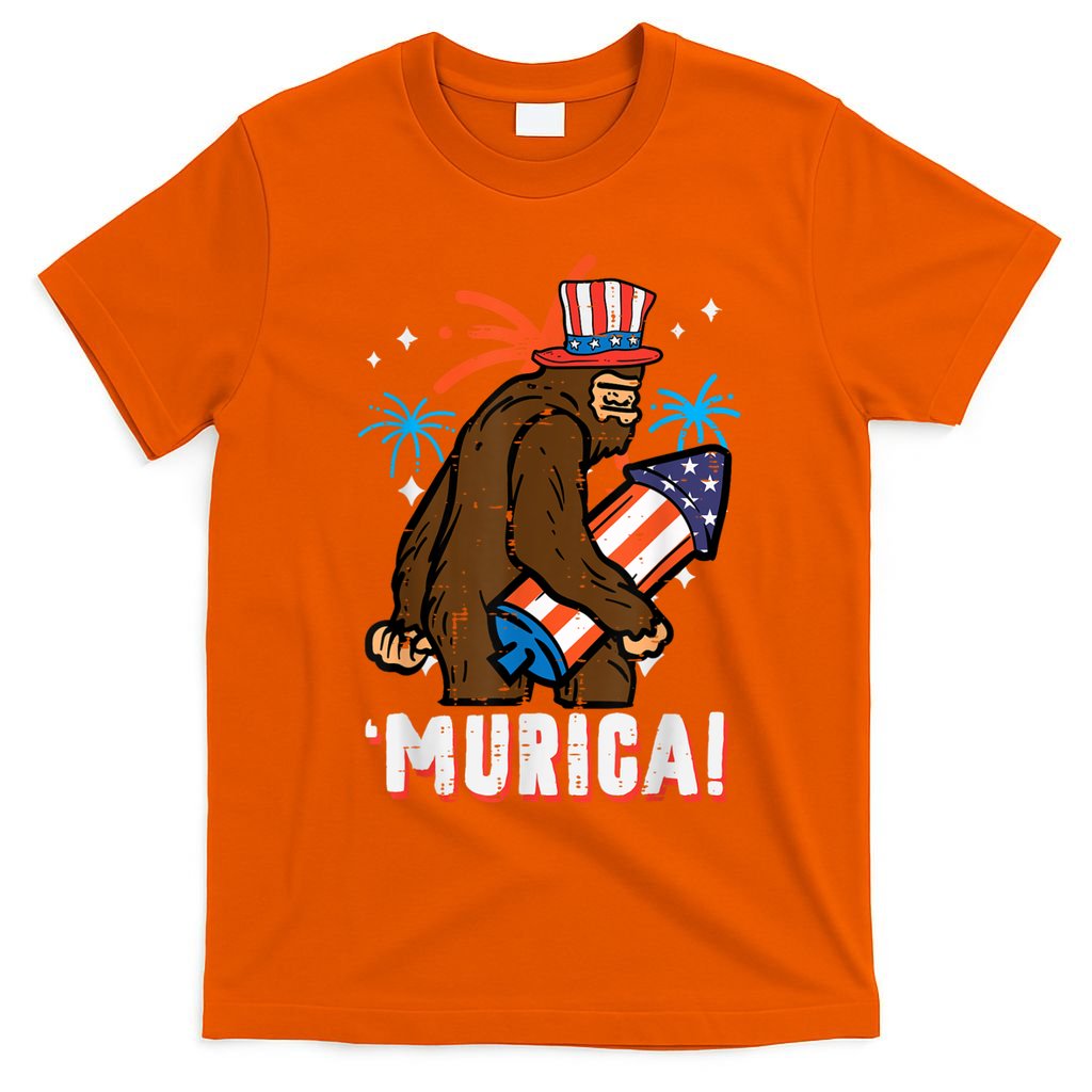 4th Of July Bald Eagle Bigfoot Mullet Murica Usa Usa Merica T-Shirt