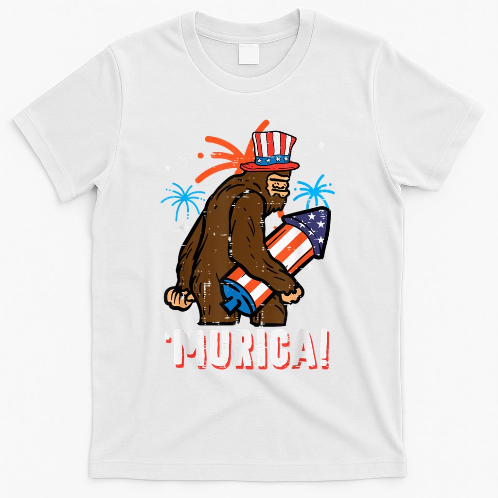 4th Of July Bald Eagle Bigfoot Mullet Murica Usa Usa Merica T-Shirt