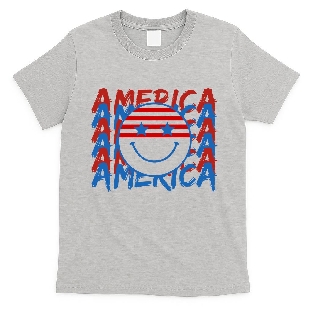 4th Of July Festive Holiday Smiley Face T-Shirt