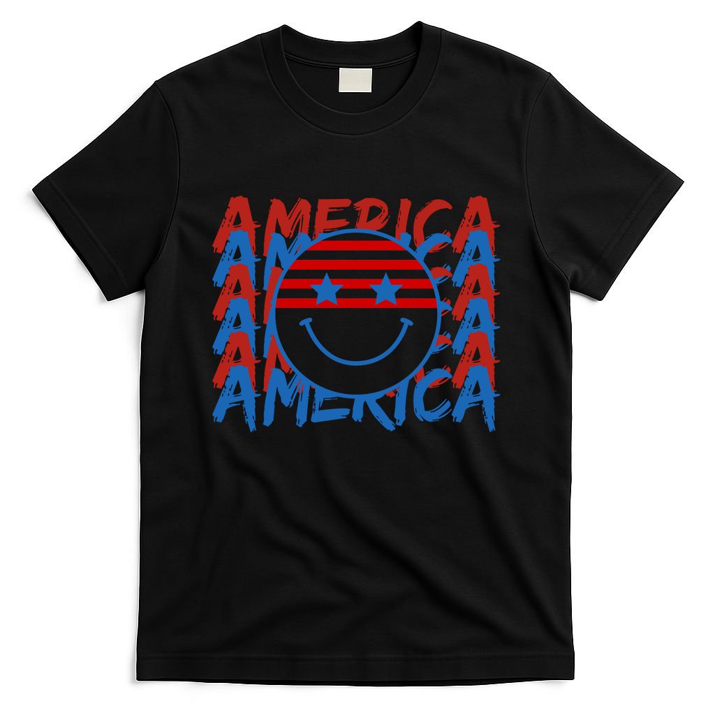 4th Of July Festive Holiday Smiley Face T-Shirt
