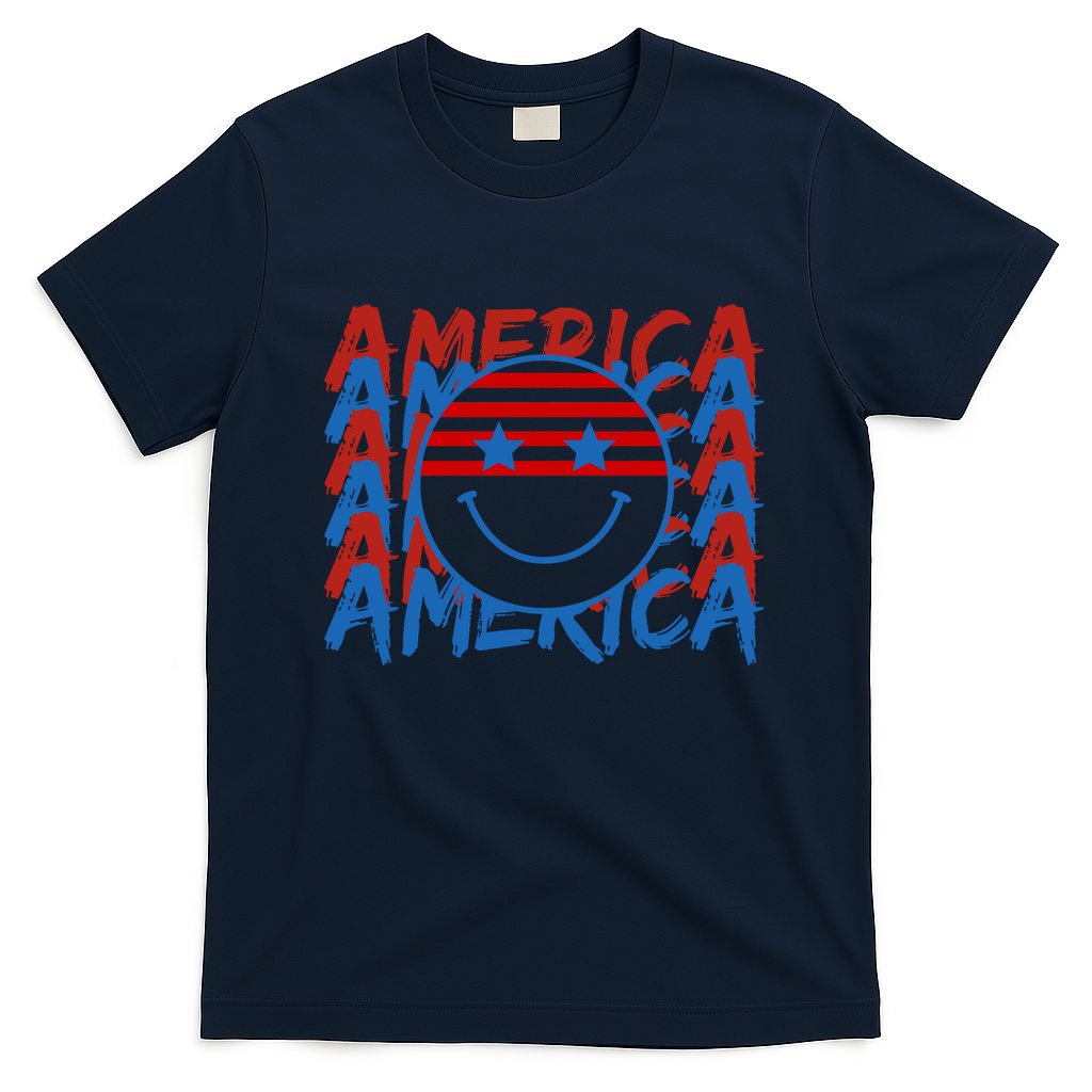 4th Of July Festive Holiday Smiley Face T-Shirt
