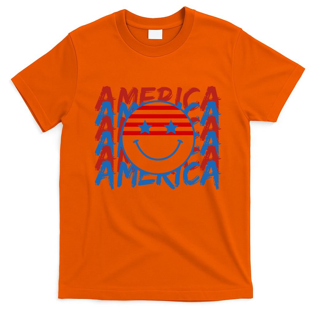 4th Of July Festive Holiday Smiley Face T-Shirt