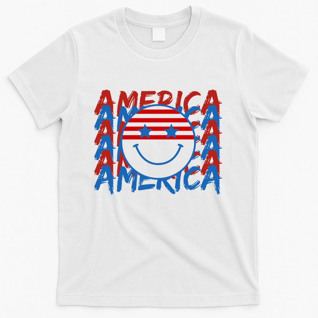 4th Of July Festive Holiday Smiley Face T-Shirt