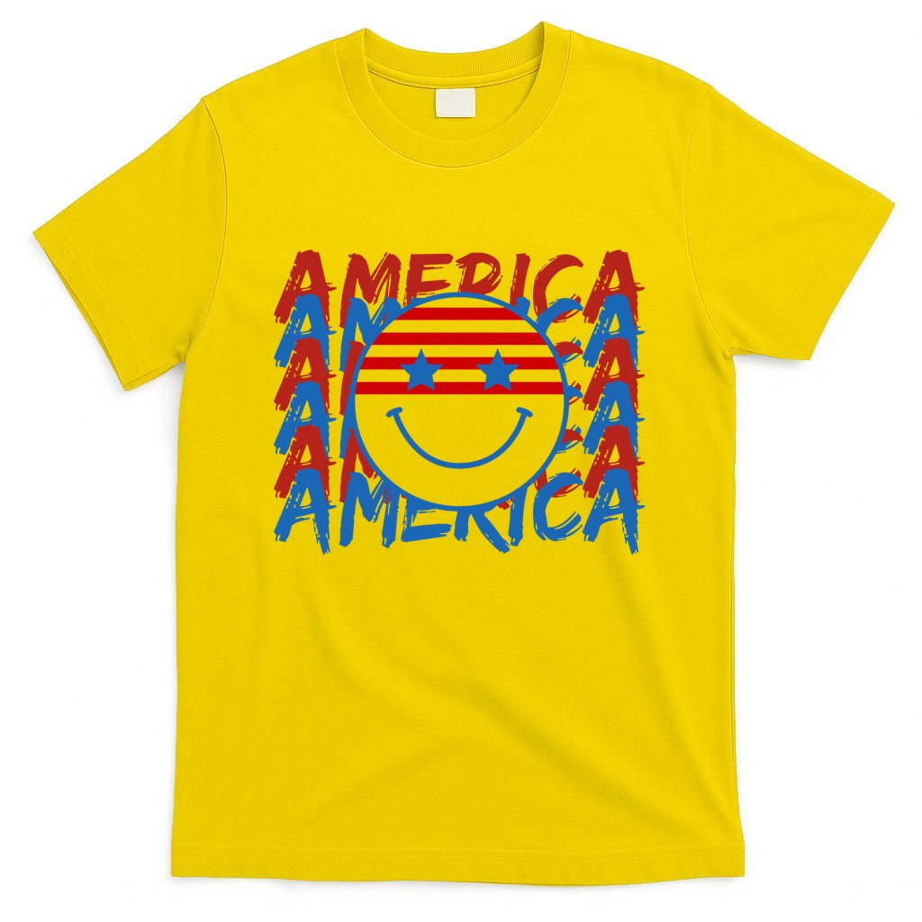 4th Of July Festive Holiday Smiley Face T-Shirt