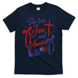 4th Of July She Loves Jesus And America Too Christian Faith T-Shirt
