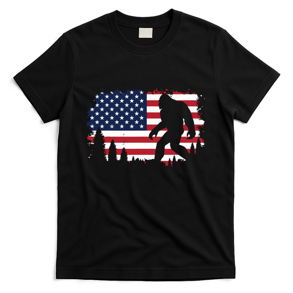 4th Of July Bigfoot Sasquatch Usa American Flag Boy T-Shirt