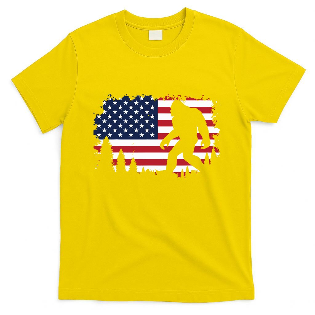 4th Of July Bigfoot Sasquatch Usa American Flag Boy T-Shirt