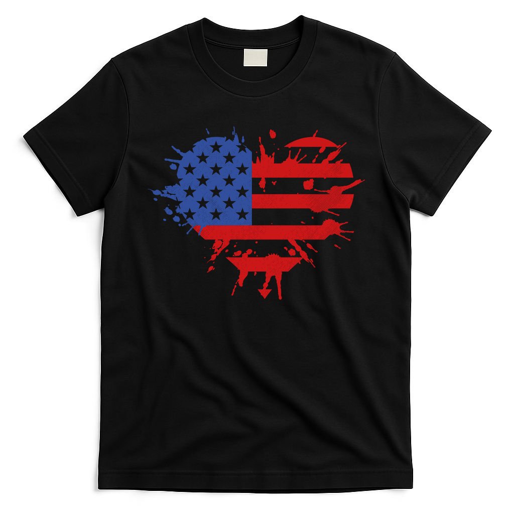 4th Of July American Flag Patriotic I Heart The USA T-Shirt