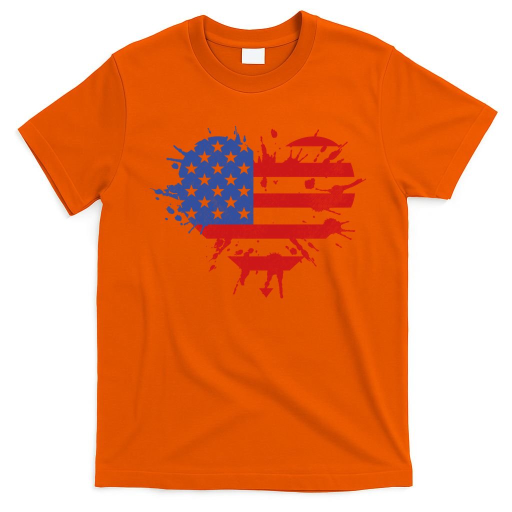 4th Of July American Flag Patriotic I Heart The USA T-Shirt