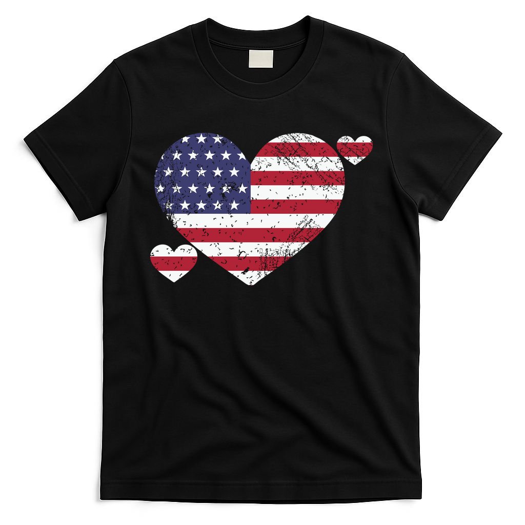 4th Of July American Heart Flag T-Shirt