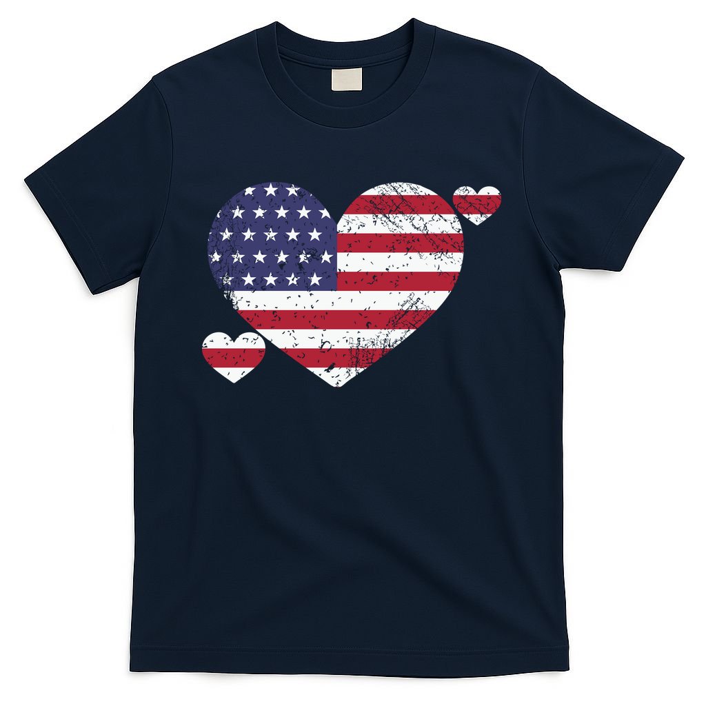 4th Of July American Heart Flag T-Shirt