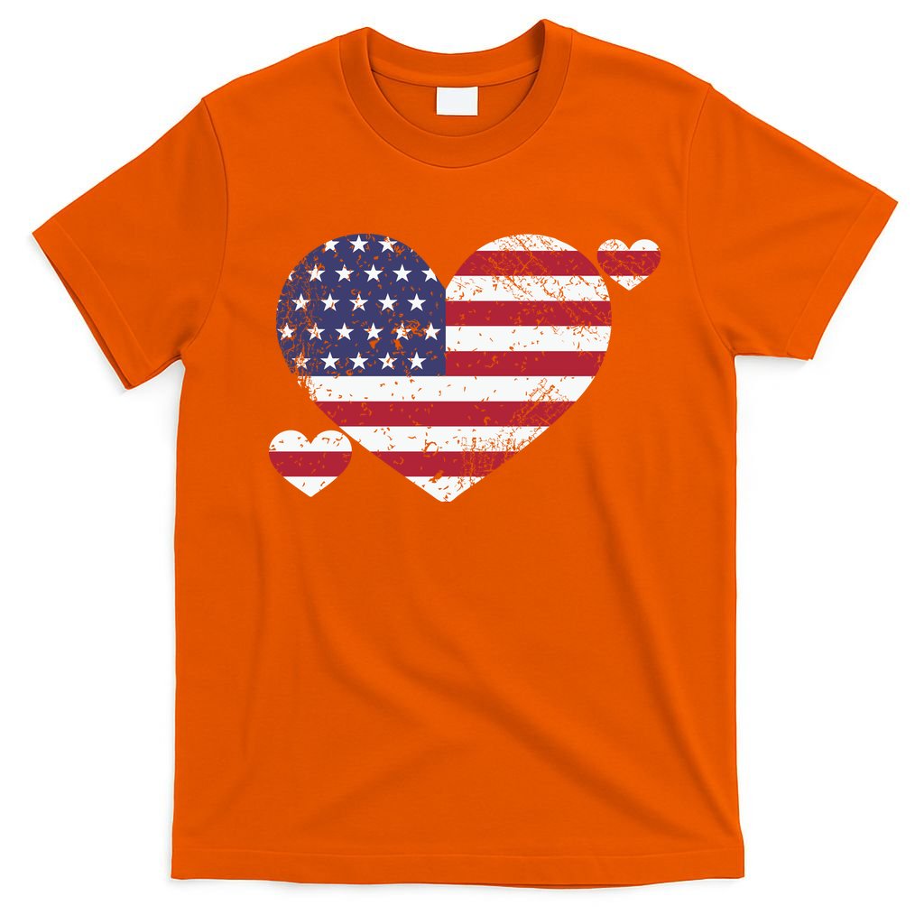 4th Of July American Heart Flag T-Shirt