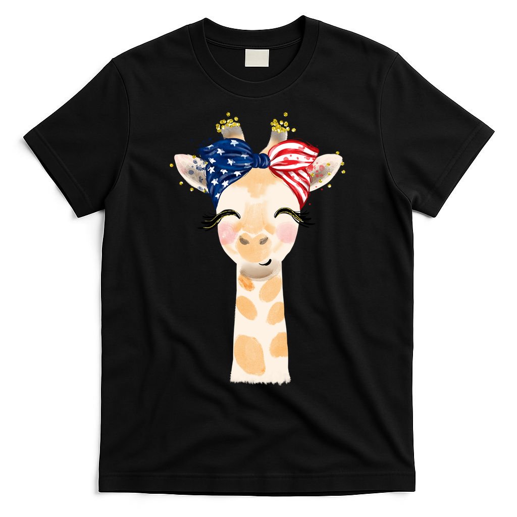 4th Of July Usa Giraffe Cute T-Shirt