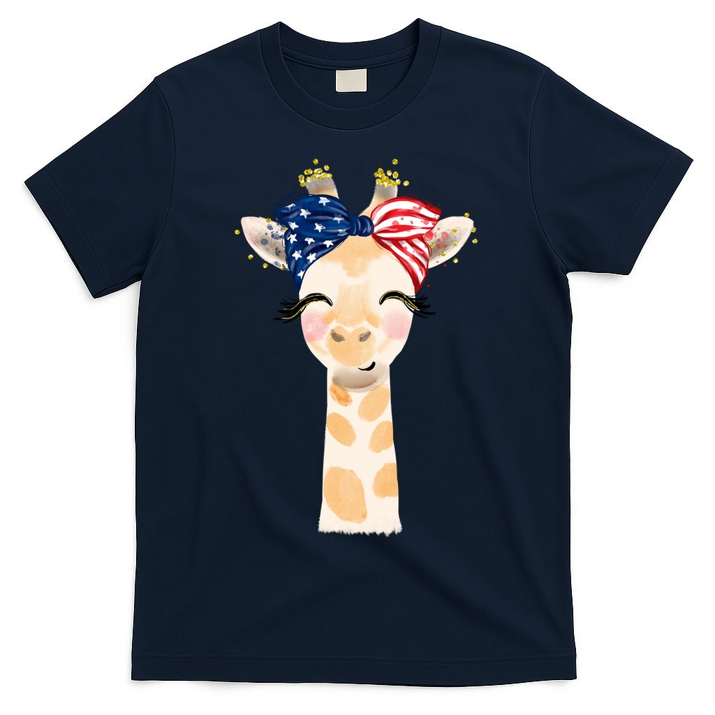 4th Of July Usa Giraffe Cute T-Shirt