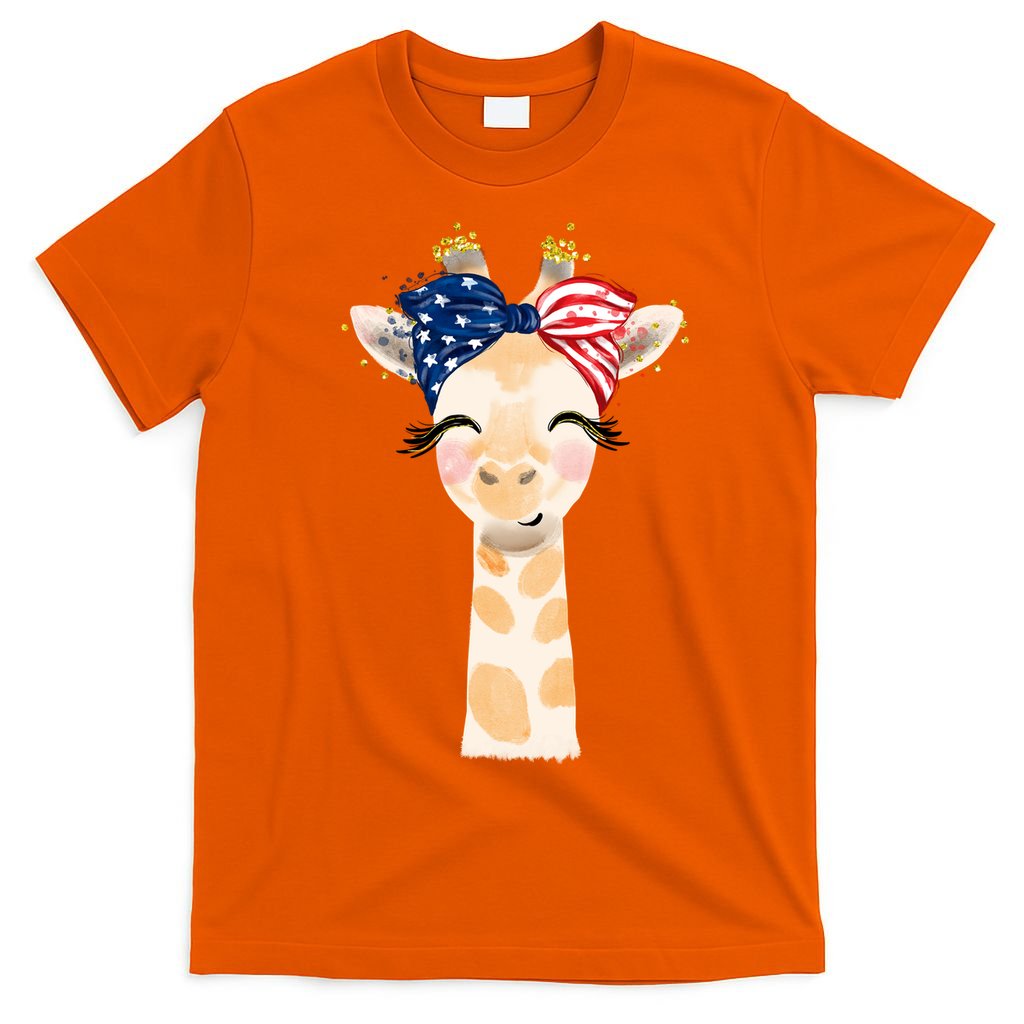 4th Of July Usa Giraffe Cute T-Shirt