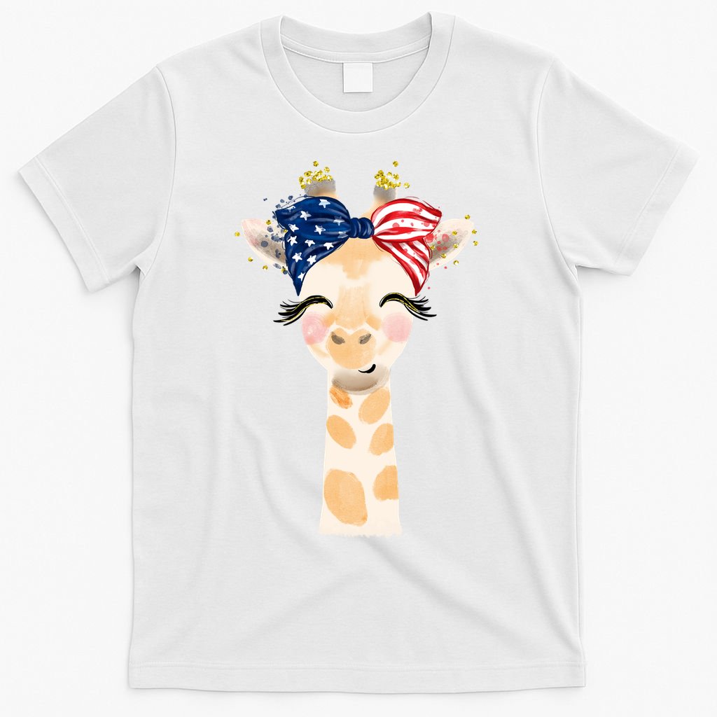 4th Of July Usa Giraffe Cute T-Shirt