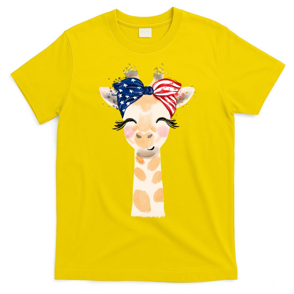 4th Of July Usa Giraffe Cute T-Shirt