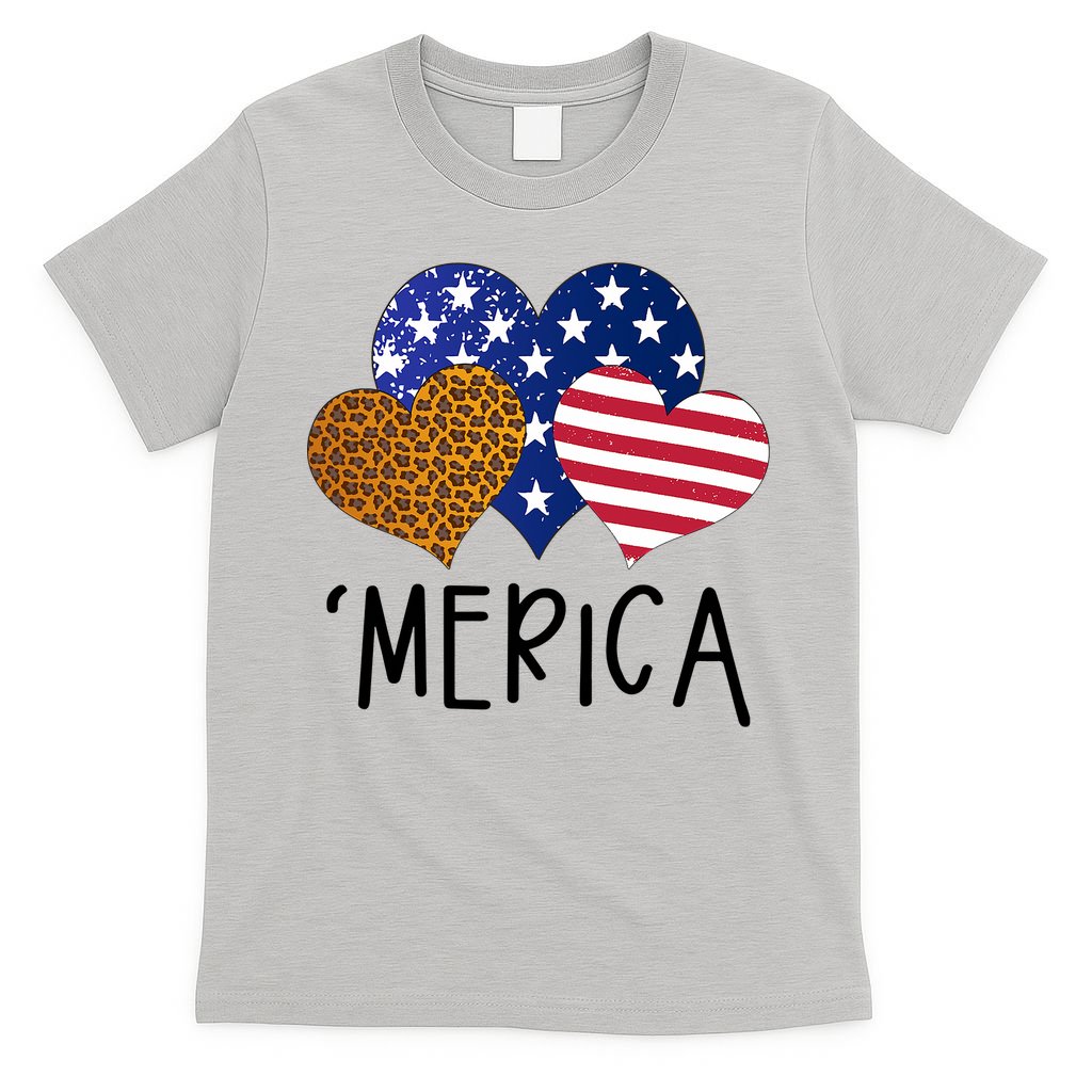 4th Of July Merica Heart USA American Flag Patriotic T-Shirt