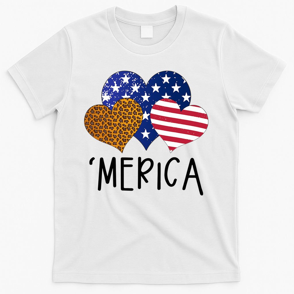 4th Of July Merica Heart USA American Flag Patriotic T-Shirt