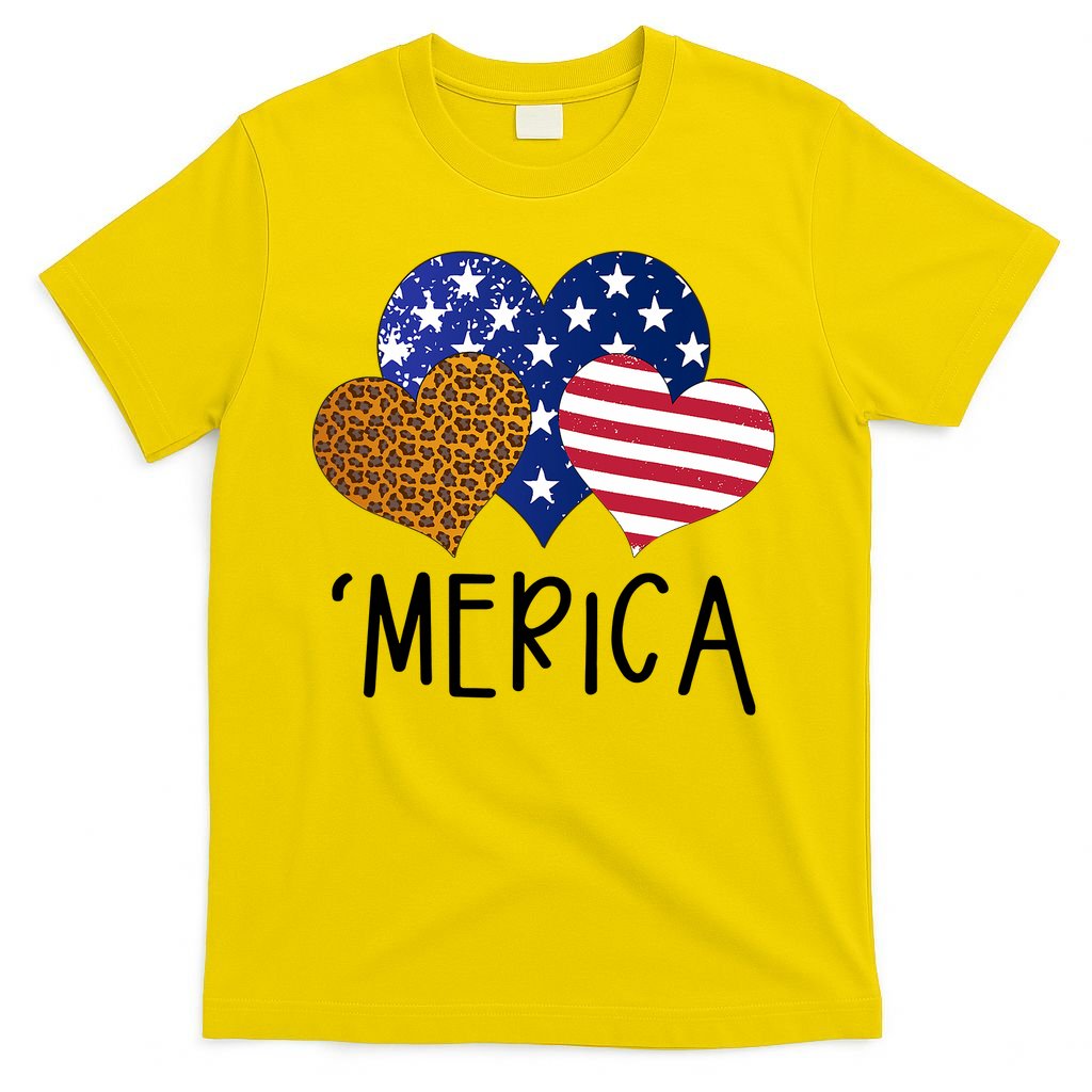 4th Of July Merica Heart USA American Flag Patriotic T-Shirt