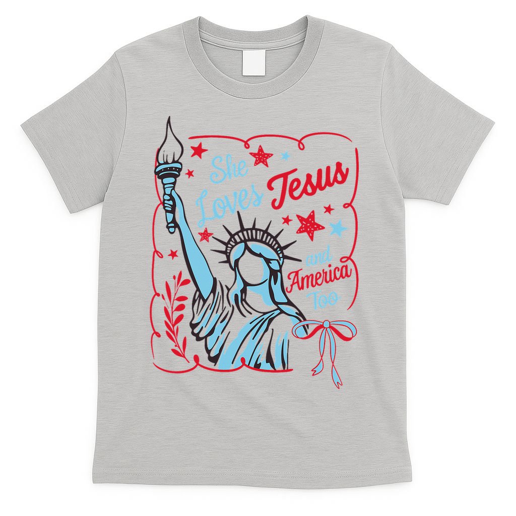 4th Of July Christian She Loves Jesus And America Too Women T-Shirt