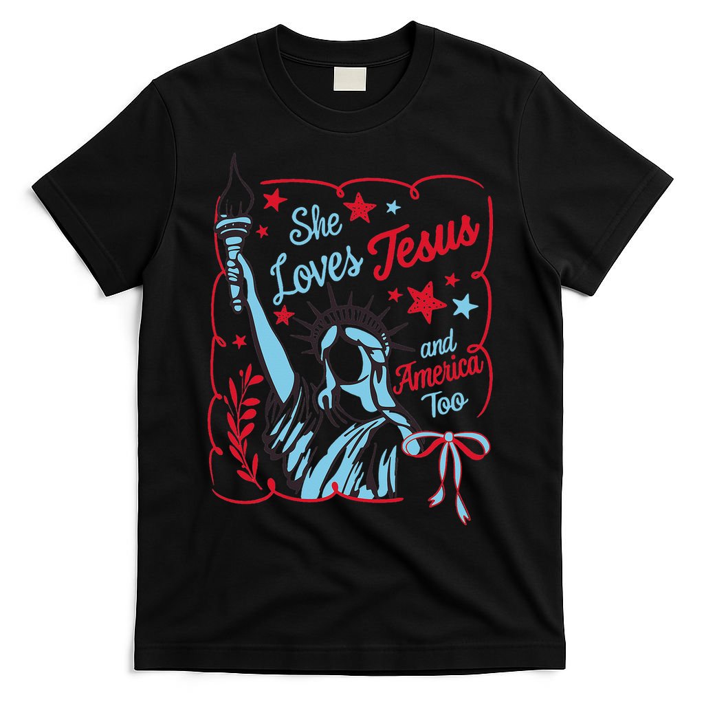 4th Of July Christian She Loves Jesus And America Too Women T-Shirt