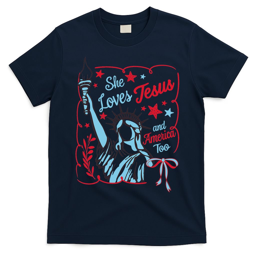 4th Of July Christian She Loves Jesus And America Too Women T-Shirt
