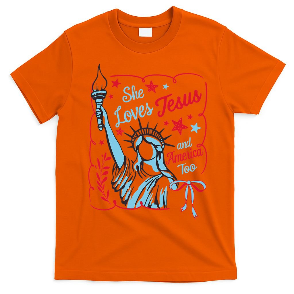 4th Of July Christian She Loves Jesus And America Too Women T-Shirt