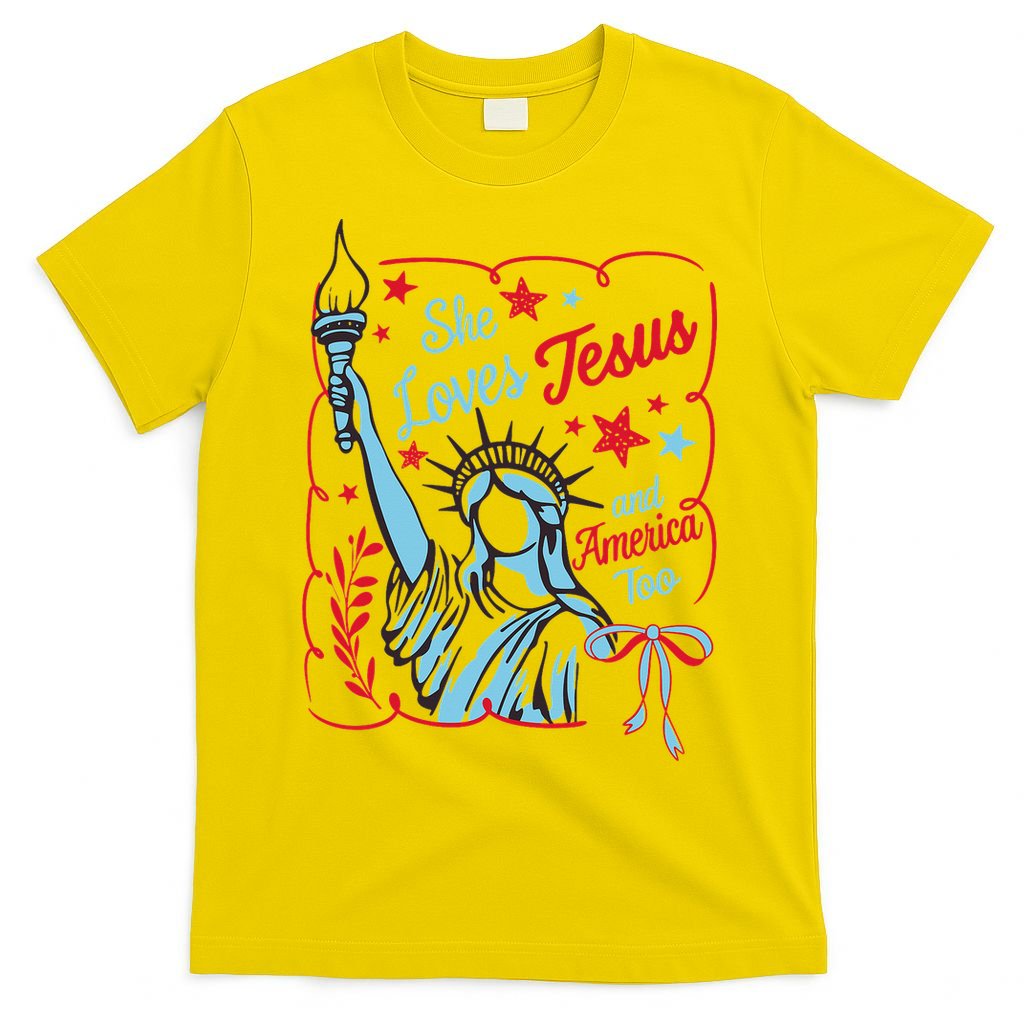 4th Of July Christian She Loves Jesus And America Too Women T-Shirt