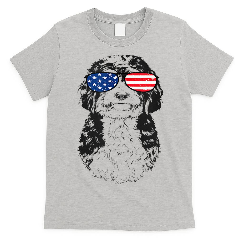 4th Of July Bernedoodle Doodle Dog Patriotic USA Sunglasses T-Shirt