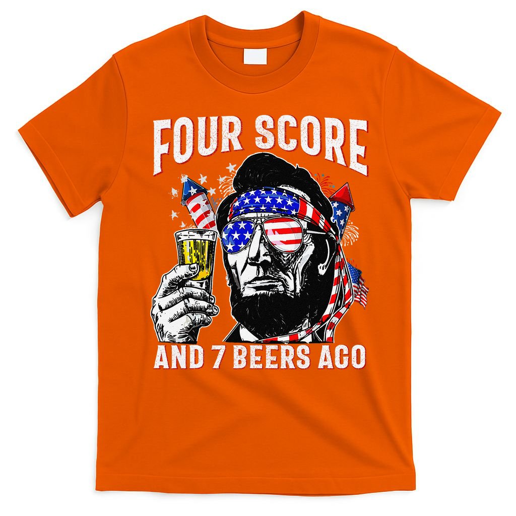 4th Of July Drinking Beer Patriot Four Score And 7 Beers Ago T-Shirt